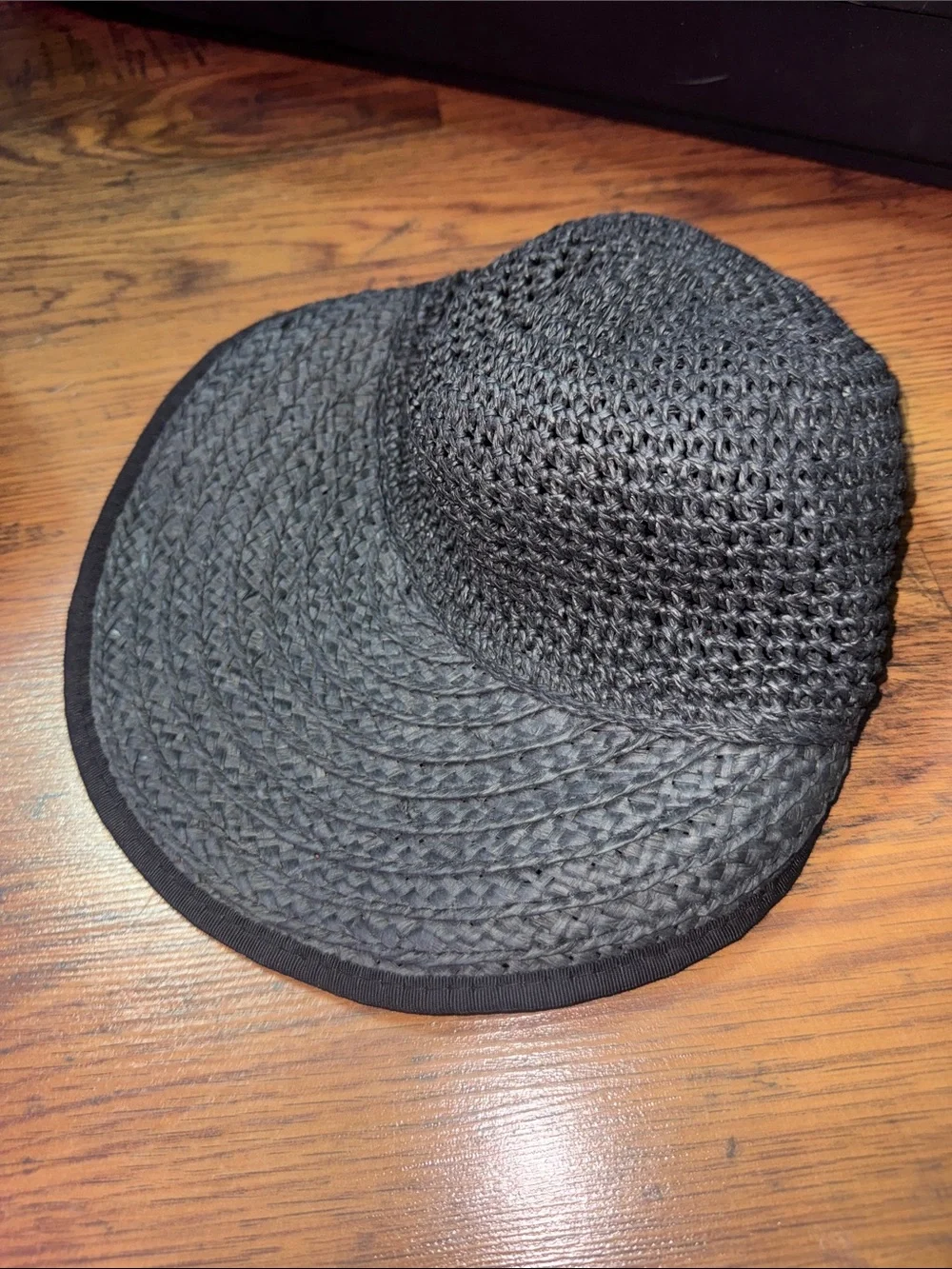 Black Women's Straw Visor Hat 44.T